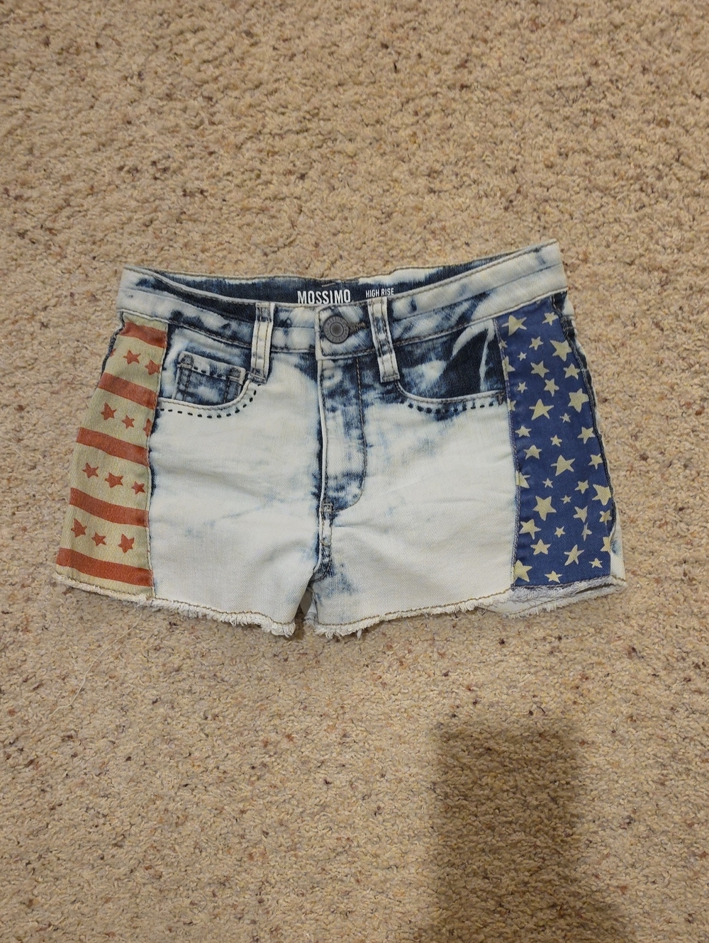 Mossimo Supply Co. High-Rise Acid Wash Denim Shorts in Red, White And Blue
